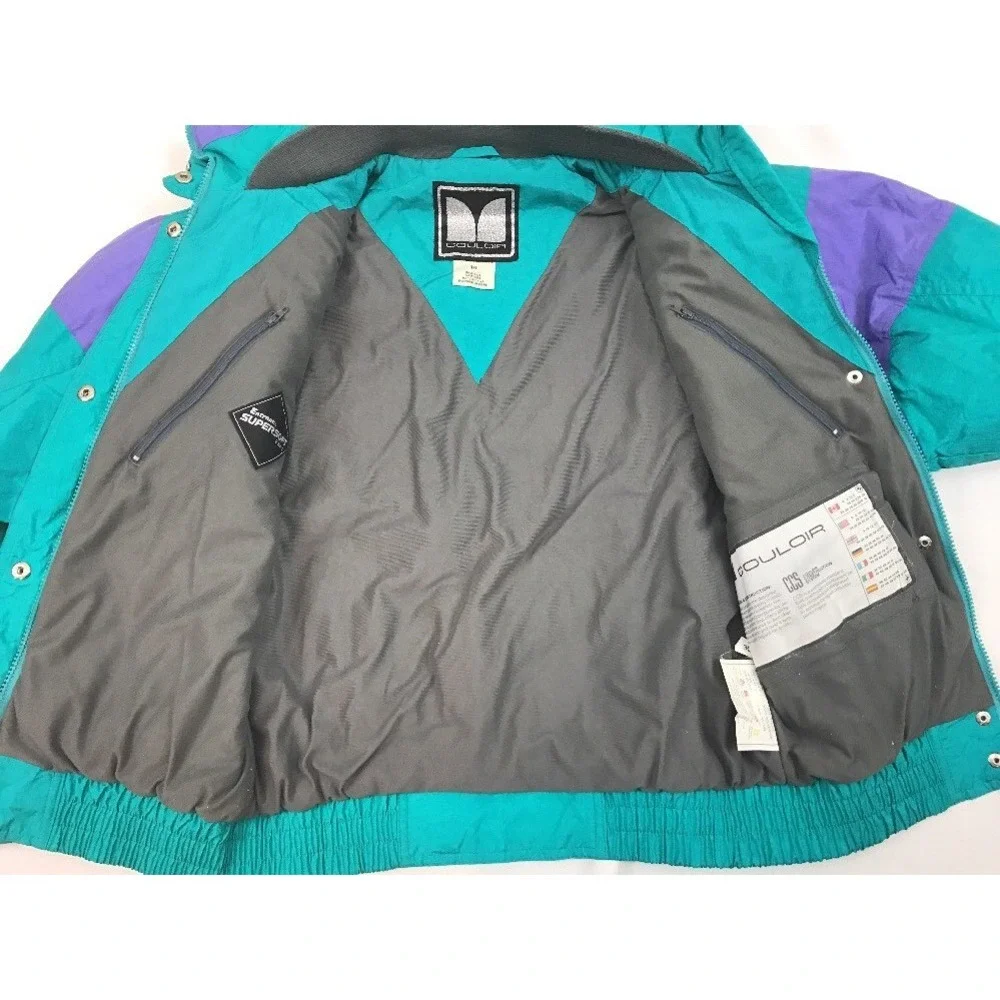 Couloir Ski Jacket Coat Vintage Womens Size 10 Green Purple Hidden Hood‎